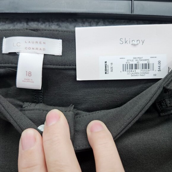 Lauren Conrad Skinny Pants Size 18 Peat Green Mid Rise Stretch Slim Fit - Picture 3 of 6
